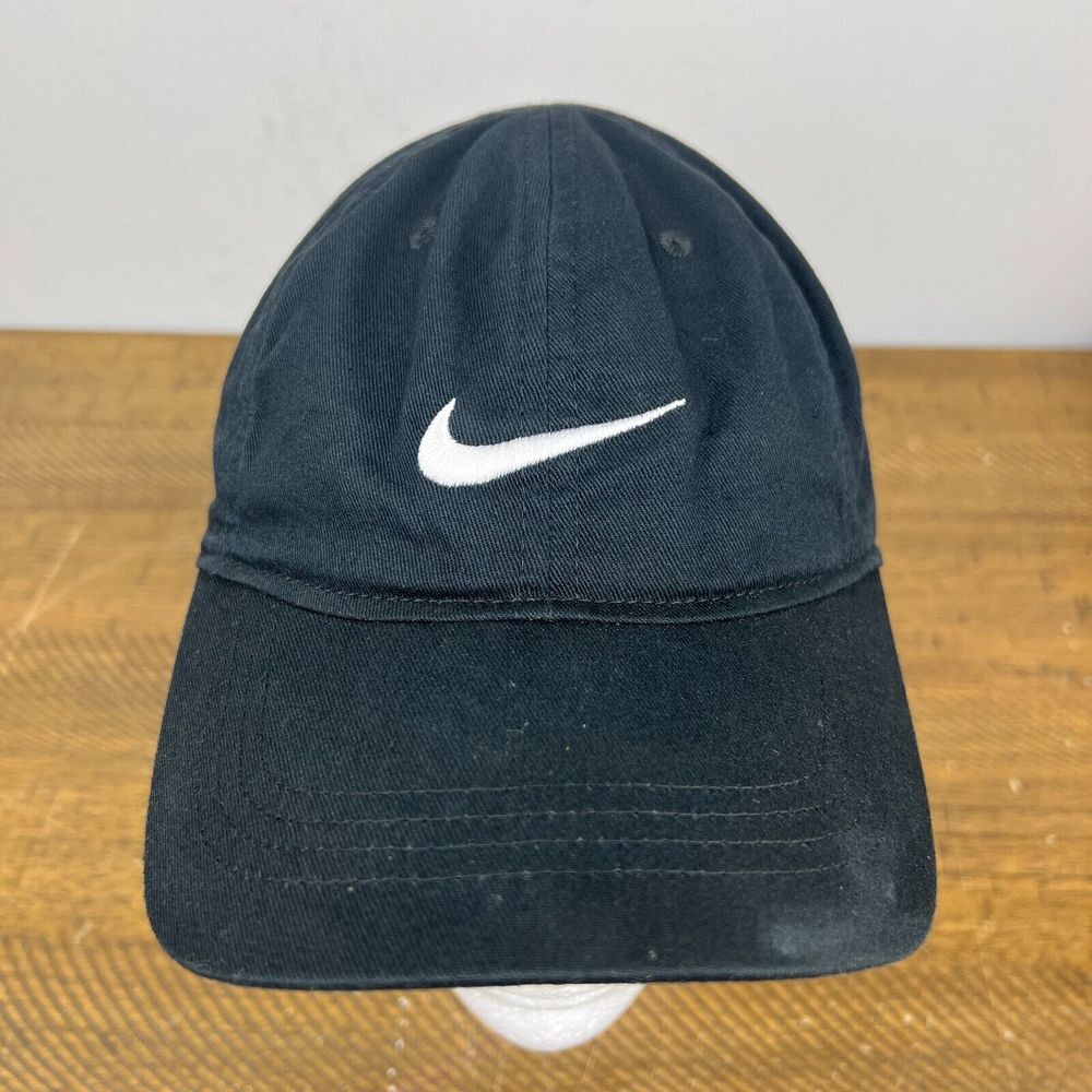 Nike‎ Hat Youth Strapback Black Swoosh Logo Baseball Cap Sports Cotton